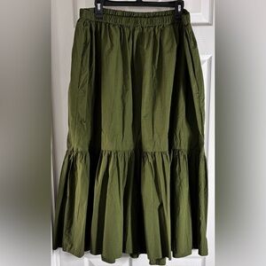 Universal Thread Olive Green Tiered Skirt Elastic Waist Size XXL